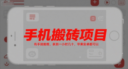 手機搬磚項目，有手就能做，親測一小時幾十，蘋果安卓都可以 - 嚴選資源大全