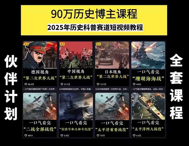 圖片[1] - 歷史短視頻賽道變現課，百集素材庫應用，文案剪輯技巧，賬號運營全案 - 嚴選資源大全 - 嚴選資源大全