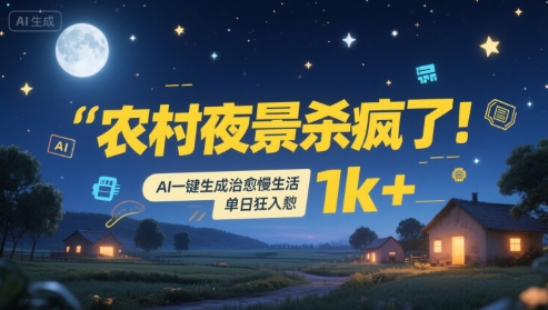 農村夜景殺瘋了！AI一鍵生成治愈系慢生活，單日狂入1k+ - 嚴選資源大全