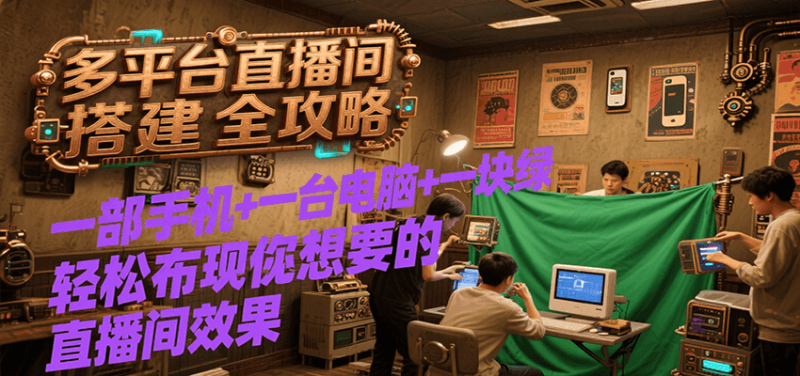 多平臺直播間搭建全攻略，一部手機+一臺電腦+一塊綠布輕松實現你想要的直播間效果 - 嚴選資源大全 - 嚴選資源大全