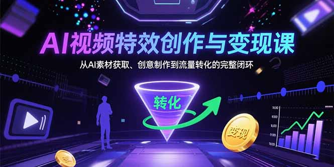 AI視頻特效創作與變現課：從AI素材獲取、創意制作到流量轉化的完整閉環 - 嚴選資源大全