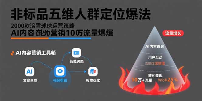 非標品五維人群定位法,2000款滾雪球運營策略,AI內容營銷10萬流量引爆 - 嚴選資源大全