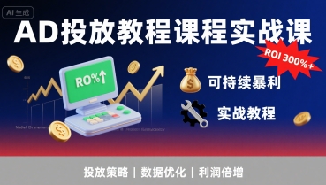 AD投放教程課程實戰課，實現廣告ROI300%+可持續暴利 - 嚴選資源大全
