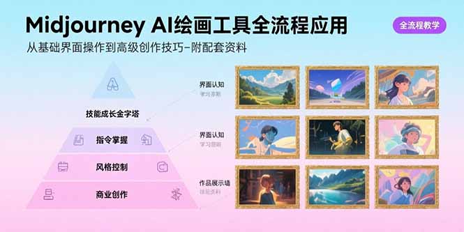 Midjourney AI繪畫工具全流程應用，從基礎界面操作到高級創作-附配套資料 - 嚴選資源大全