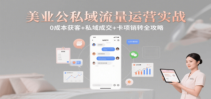 美業公私域流量運營實戰:0成本獲客+私域成交+卡項銷轉全攻略 - 嚴選資源大全