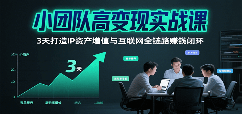 小團隊高變現實戰課，3天打造IP資產增值與互聯網全鏈路賺錢閉環(第二期) - 嚴選資源大全