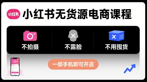小紅書無貨源電商課程，不拍攝不露臉不用囤貨，一部手機即可開店 - 嚴選資源大全
