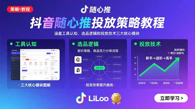 抖音隨心推投放策略教程：涵蓋工具認(rèn)知、選品邏輯和投放技術(shù)三大核心模塊 - 嚴(yán)選資源大全