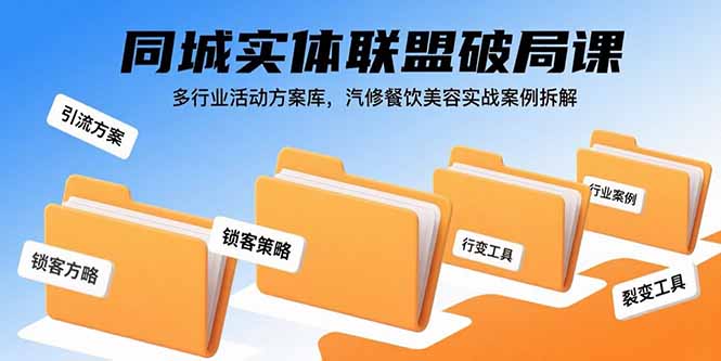 同城實(shí)體聯(lián)盟破局課,多行業(yè)活動方案庫,汽修餐飲美容實(shí)戰(zhàn)案例拆解 - 嚴(yán)選資源大全