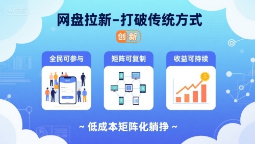 網盤拉新-打破傳統方式，低成本矩陣化躺掙，全民可參與、矩陣可復制、收益可持續【揭秘】 - 嚴選資源大全