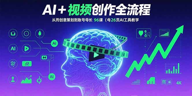 AI+短視頻創作全流程：從創意策劃到賬號增長，96節課(含26項AI工具教學 - 嚴選資源大全
