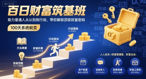 百日財富筑基班,助力普通人從認知到行動,帶你解鎖頂級財富密碼 - 嚴選資源大全