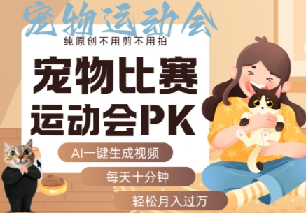 AI一鍵生成寵物比賽運動會PK視頻，純原創不用剪不用拍，每天十分鐘，輕松月入過1W+ - 嚴選資源大全