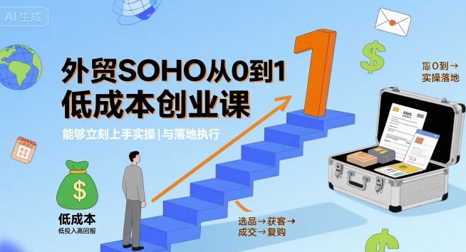 外貿SOHO從0到1低成本創業課,能夠立刻上手實操與落地執行 - 嚴選資源大全