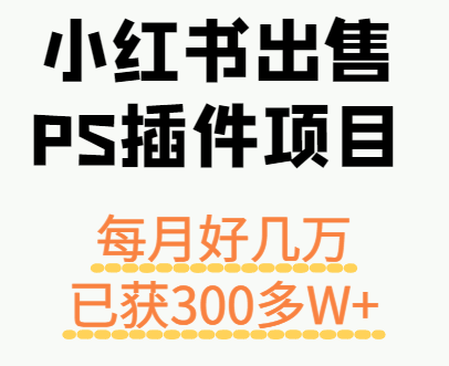 小紅書出售PS插件項目，每月都收入好幾萬，長期操作已獲利300多W+ - 嚴選資源大全