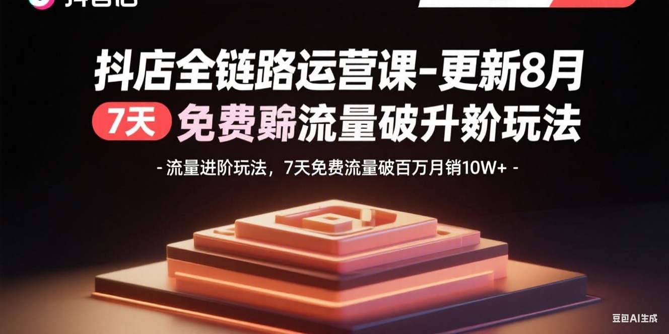 抖店全鏈路運營課-更新8月：流量進階玩法，7天免費流量破百萬月銷10W+ - 嚴選資源大全