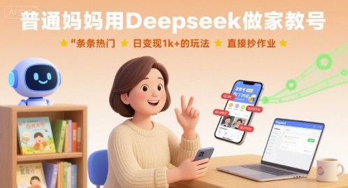 普通媽媽用Deepseek做家教號，條條熱門，日變現1k+的玩法，直接抄作業 - 嚴選資源大全