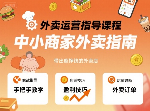 外賣運營指導課程，中小商家外賣指南，手把手帶出能掙錢的外賣店 - 嚴選資源大全