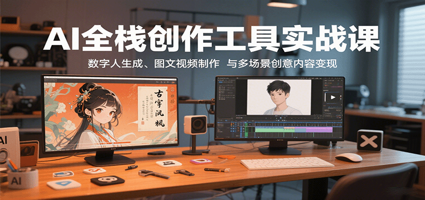 AI全棧創作工具實戰課:數字人生成、圖文視頻制作與多場景創意內容變現 - 嚴選資源大全