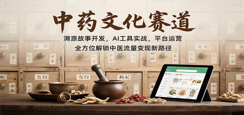 中藥文化賽道:溯源故事開發,AI工具實戰,平臺運營,全方位解鎖中醫流量變現新路徑 - 嚴選資源大全