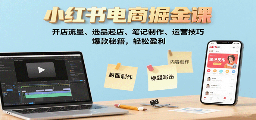 小紅書電商掘金課：開店流量、選品起店、筆記制作、運營技巧，爆款秘籍，輕松盈利 - 嚴選資源大全