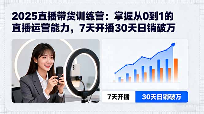 2025直播帶貨訓練營:掌握從0到1的直播運營能力,7天開播30天日銷破萬 - 嚴選資源大全