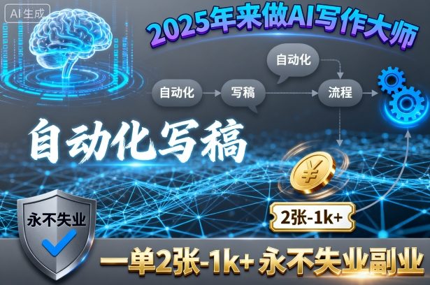 2025年來做AI寫作大師，自動化寫稿，一單2張-1k+，永不失業(yè)副業(yè) - 嚴(yán)選資源大全
