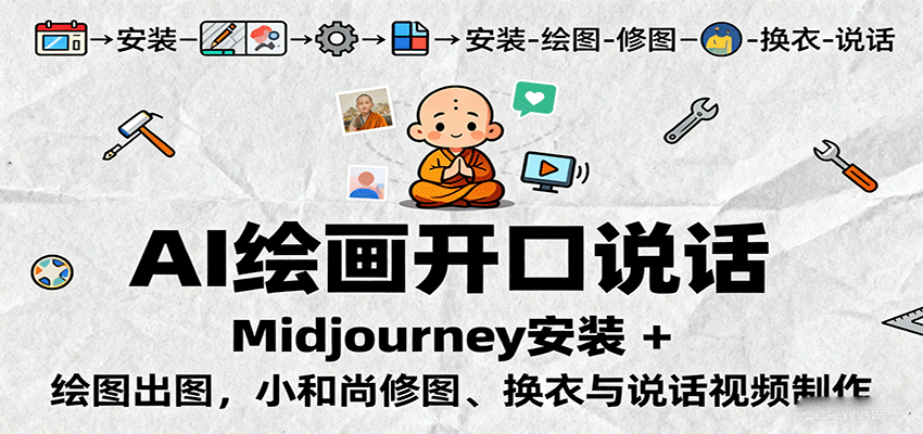 AI繪畫開口說話，Midjourney安裝 + 繪圖出圖，小和尚修圖、換衣與說話視頻制作 - 嚴選資源大全