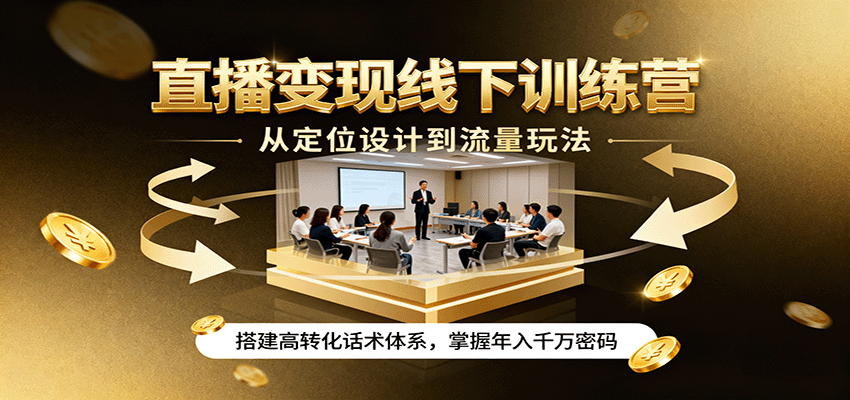 直播變現(xiàn)線下訓(xùn)練營(yíng),從定位設(shè)計(jì)到流量玩法,搭建高轉(zhuǎn)化話術(shù)體系,掌握年入千萬密碼 - 嚴(yán)選資源大全