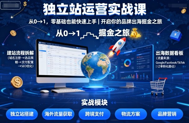 獨立站運營實戰(zhàn)課，?從0到1，零基礎(chǔ)也能快速上手，開啟你的品牌出海掘金之旅 - 嚴選資源大全