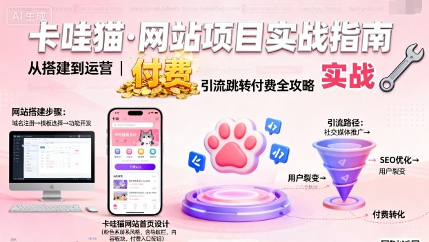 卡哇貓·網站項目，網站搭建與運營以及引流跳轉付費 - 嚴選資源大全