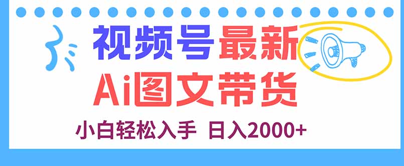 視頻號最新AI圖文帶貨，每天幾分鐘，小白輕松入手，日入2000+ - 嚴選資源大全