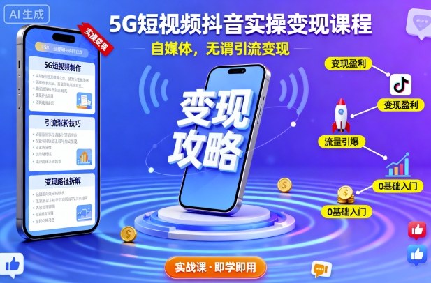 5G短視頻抖音實操變現課程，自媒體，無謂引流變現 - 嚴選資源大全
