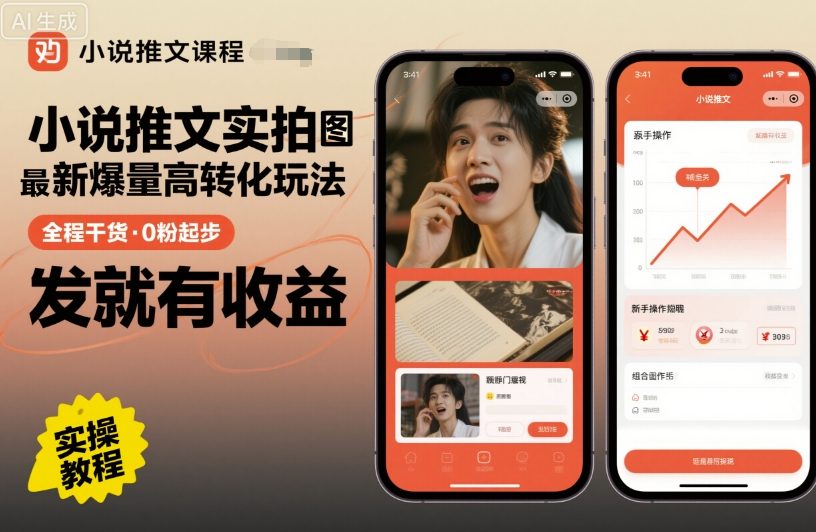 小說推文實(shí)拍雙圖文最新爆量高轉(zhuǎn)化玩法，全程干貨，0粉起步，發(fā)就有收益 - 嚴(yán)選資源大全