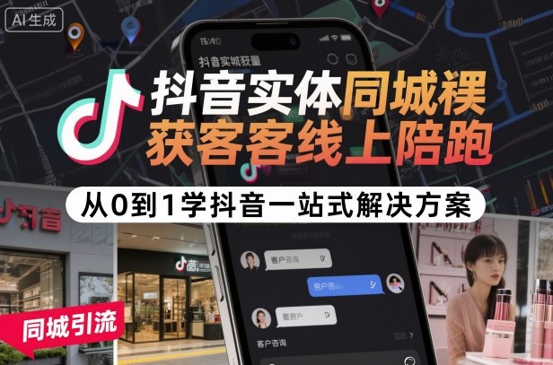 抖音實體同城獲客線上陪跑，從0到1學抖音一站式解決方案 - 嚴選資源大全