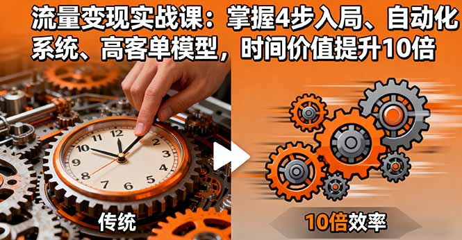 流量變現(xiàn)實戰(zhàn)課：掌握4步入局、自動化系統(tǒng)、高客單模型，時間價值提升10倍 - 嚴選資源大全