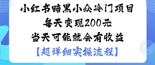 小紅書暗黑小眾冷門項目每天變現2張當天可能就會有收益 - 嚴選資源大全