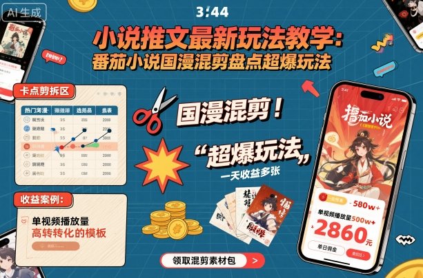 小說推文最新玩法教學,番茄小說國漫混剪盤點超爆玩法,全程干貨,一天收益多張 - 嚴選資源大全