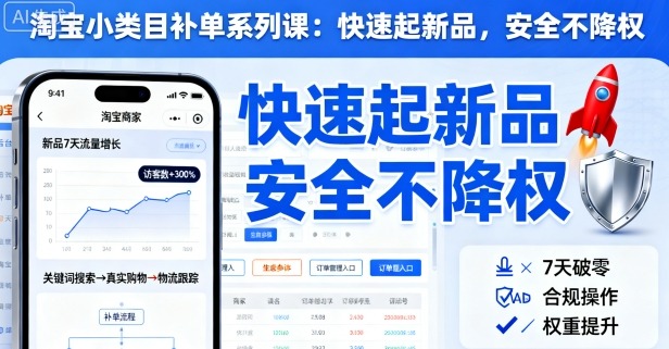 淘寶小類目補單系列課，快速起新品，安全不降權 - 嚴選資源大全