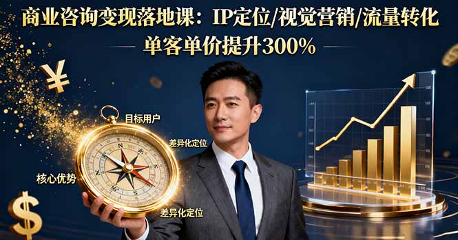 商業(yè)咨詢變現(xiàn)落地課：IP定位/視覺營銷/流量轉(zhuǎn)化，單客單價提升300% - 嚴選資源大全