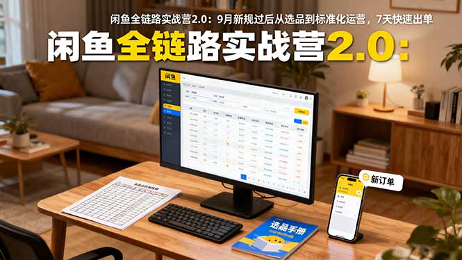 閑魚全鏈路實(shí)戰(zhàn)營2.0：9月新規(guī)過后從選品到標(biāo)準(zhǔn)化運(yùn)營，7天快速出單 - 嚴(yán)選資源大全