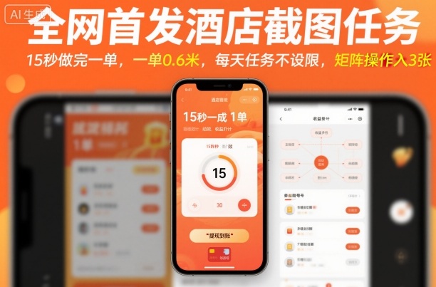 全網首發酒店截圖任務，15秒做完一單，一單0.6米，每天任務不設限，矩陣操作日入3張【揭秘】 - 嚴選資源大全