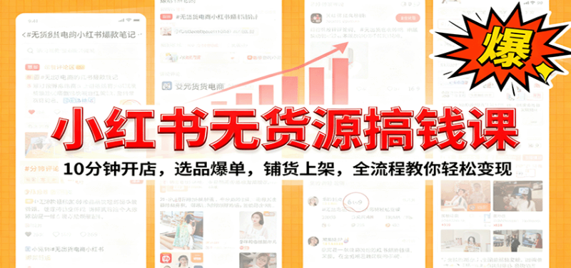 小紅書無貨源爆單課:10分鐘開店,選品爆單,鋪貨上架,全流程教你輕松變現 - 嚴選資源大全 - 嚴選資源大全