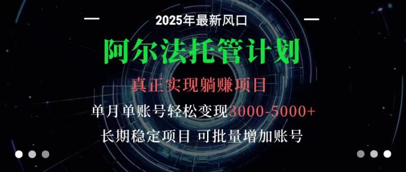 阿爾法托管計(jì)劃 單賬號月入3000-5000,長期穩(wěn)定項(xiàng)目,新手小白輕松上手 - 嚴(yán)選資源大全 - 嚴(yán)選資源大全