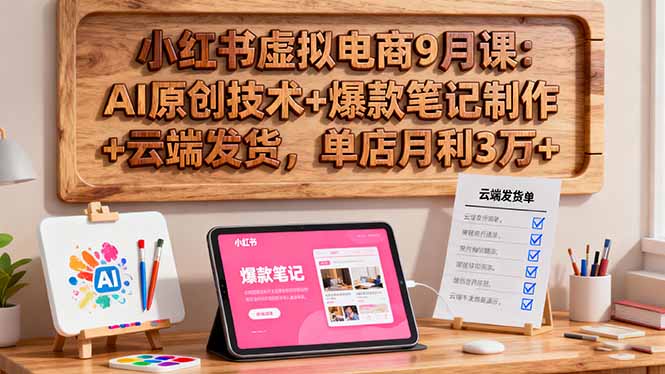 小紅書虛擬電商9月課：AI原創(chuàng)技術(shù)+爆款筆記制作+云端發(fā)貨，單店月利3萬+ - 嚴(yán)選資源大全