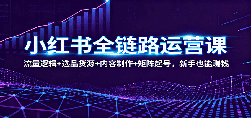 小紅書全鏈路運營課:流量邏輯+選品貨源+內容制作+矩陣起號,新手也能賺錢 - 嚴選資源大全
