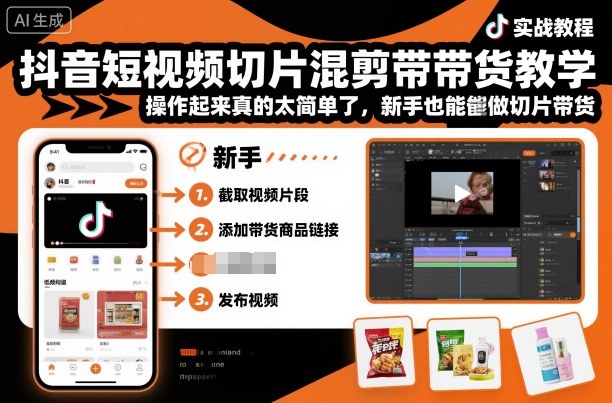 抖音短視頻切片混剪帶貨教學，操作起來真的太簡單了，新手也能做切片帶貨 - 嚴選資源大全