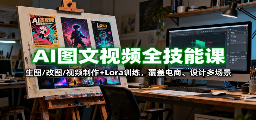 AI圖文視頻全技能課：生圖/改圖/視頻制作+Lora訓(xùn)練，覆蓋電商 、設(shè)計多場景 - 嚴選資源大全
