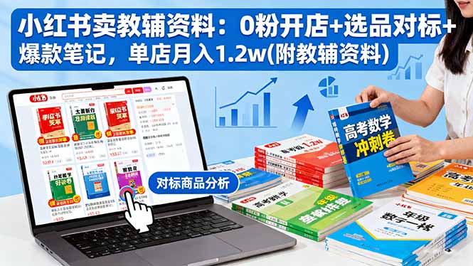 小紅書賣教輔資料：0粉開店+選品對標+爆款筆記，單店月入1.2w(附教輔資料 - 嚴選資源大全