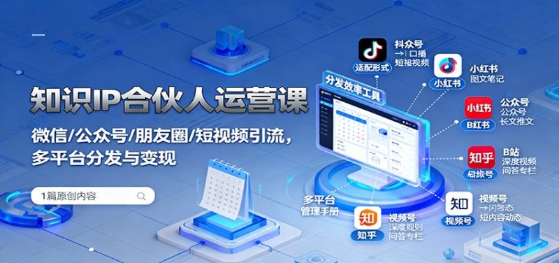 知識IP合伙人運營課：微信/公眾號/朋友圈/短視頻引流，多平臺分發與變現 - 嚴選資源大全 - 嚴選資源大全